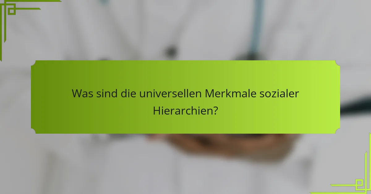 Was sind die universellen Merkmale sozialer Hierarchien?