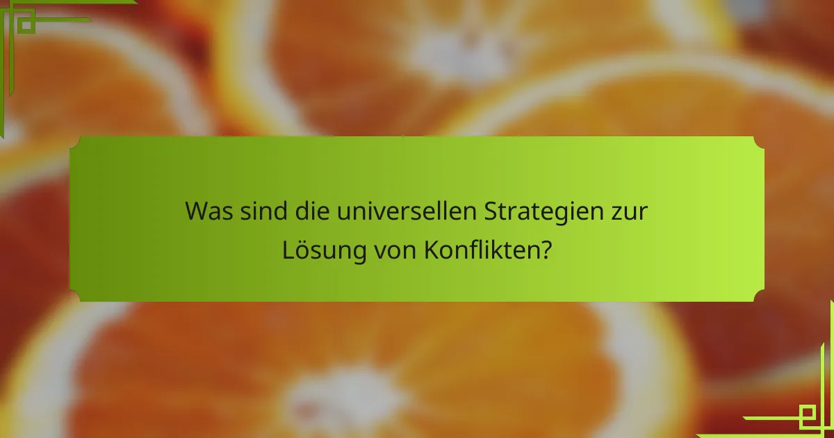 Was sind die universellen Strategien zur Lösung von Konflikten?