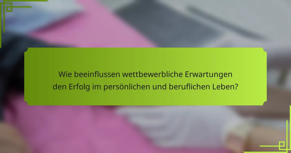 Wie beeinflussen wettbewerbliche Erwartungen den Erfolg im persönlichen und beruflichen Leben?